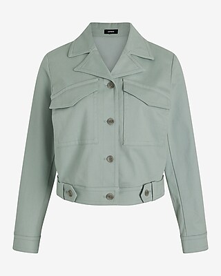 TWILL COLLARED BOMBER 7807242:SILVER BLUE:S