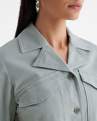 TWILL COLLARED BOMBER 7807242:SILVER BLUE:S