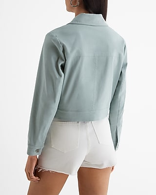 TWILL COLLARED BOMBER 7807242:SILVER BLUE:S
