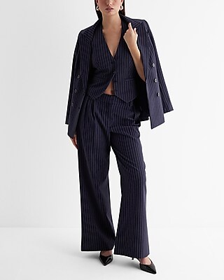 Pinstripe Button Front Halter Vest | Express