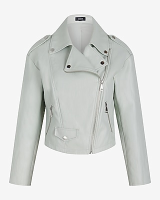 LEATHER MOTO JACKET 7807280:ICED AQUA:XS