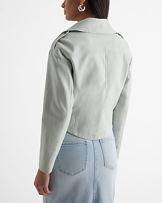 LEATHER MOTO JACKET 7807280:ICED AQUA:XS