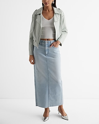 LEATHER MOTO JACKET 7807280:ICED AQUA:XS