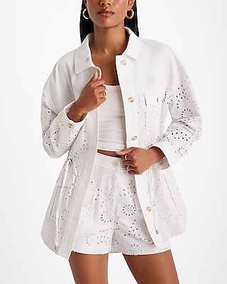 Eyelet Cinched Utility Jacket | Express