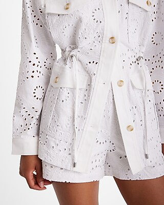 Eyelet Cinched Utility Jacket | Express