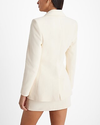 Textured Novelty Button Utility Blazer