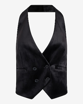 Velvet Double Breasted Halter Vest