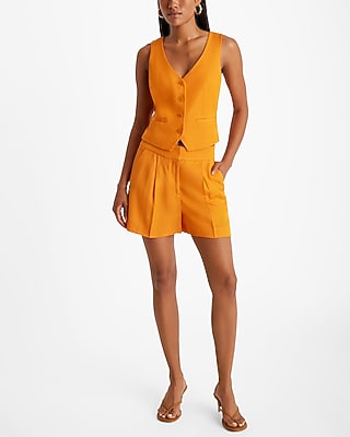 LINEN SIDE TIE VEST 7807363:CURRY:S