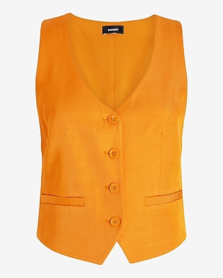 LINEN SIDE TIE VEST 7807363:CURRY:S