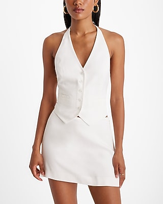 knee length dresses for ladies Linen Vest Naval / 4X-Large