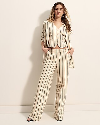 Striped Button Front Blazer Vest