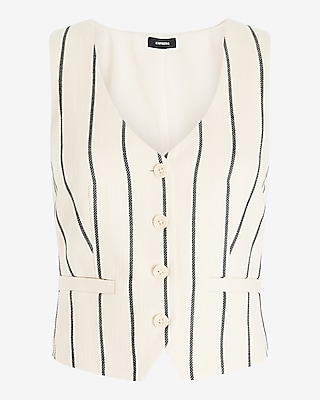 Striped Button Front Blazer Vest