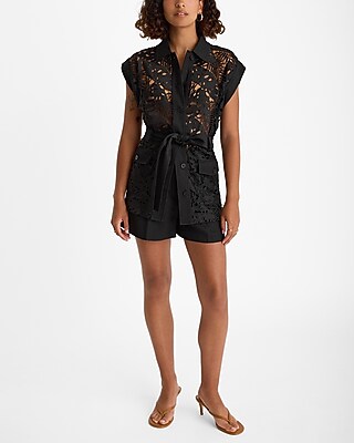 Lace Belted Vest | Express