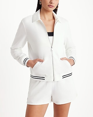 Luxe Comfort Striped Cuff Bomber Jacket Women's