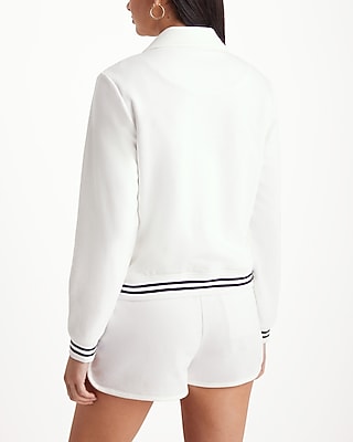 Knit Striped Cuff Bomber Jacket