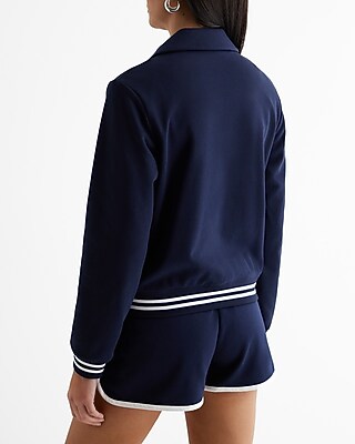 Knit Striped Cuff Bomber Jacket - image 4