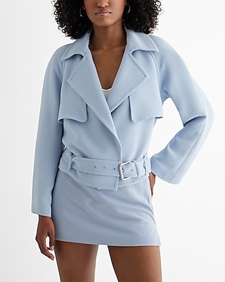 Belted Cropped Moto Jacket