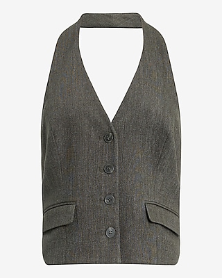 Halter Button Front Blazer Vest