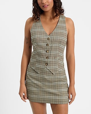 Editor Plaid Five Button Blazer Vest