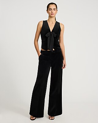 Velvet V-Neck Bow Front Vest