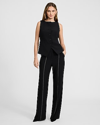 Studio Stretch Twill Boat Neck Cutaway Blazer Vest