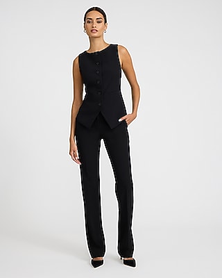 Studio Stretch Twill Boat Neck Cutaway Blazer Vest