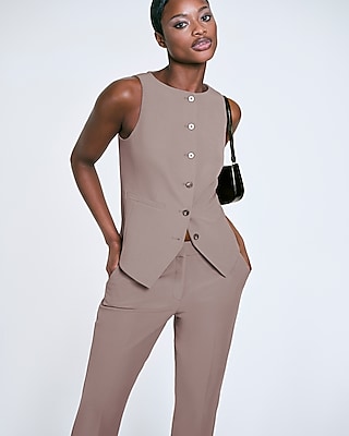 Boat Neck Cutaway Blazer Vest