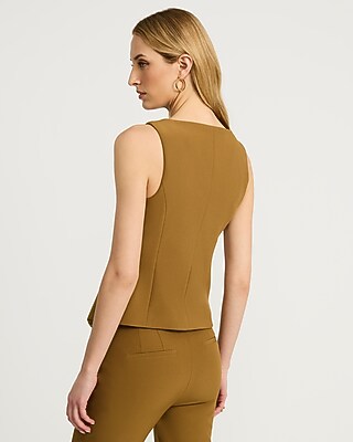 Studio Stretch Twill Boat Neck Cutaway Blazer Vest