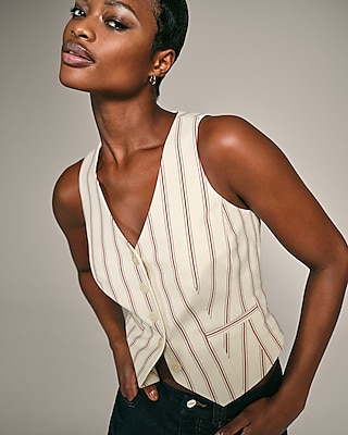 Editor Striped Five Button Blazer Vest