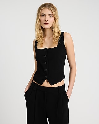 Square Neck Blazer Vest