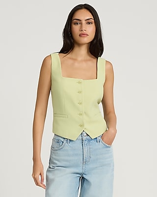 Square Neck Blazer Vest