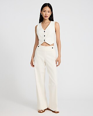 Contrast Button Cropped Blazer Vest