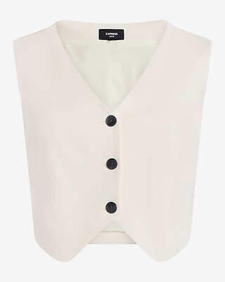 Contrast Button Cropped Blazer Vest