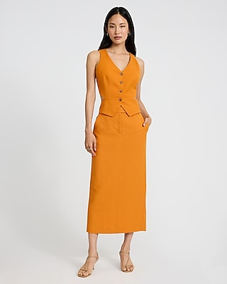 Linen-Blend Cutout Blazer Vest