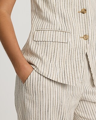 Striped Halter Button Front Blazer Vest