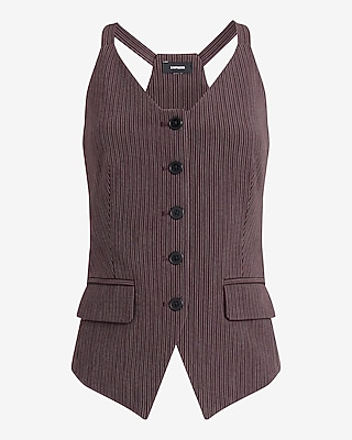 Striped Sleeveless Racerback Blazer Vest