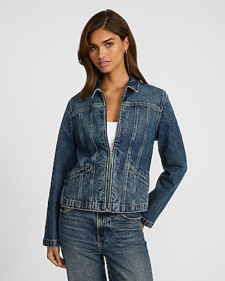 【A.P.C】FEMME 3rd DENIM JKT Vintage wash Medium Wash Zip Front Denim Jacket | Express