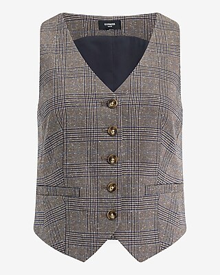 Editor Plaid Five Button Blazer Vest