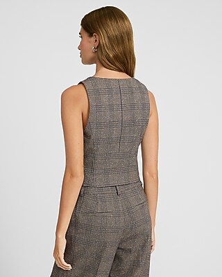 Editor Plaid Five Button Blazer Vest