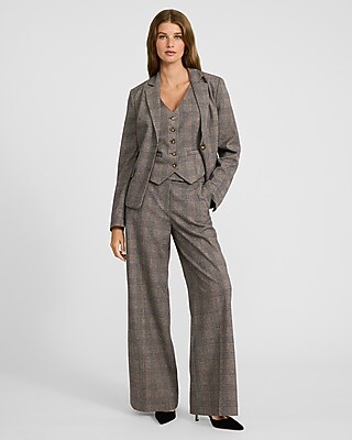 Editor Plaid Five Button Blazer Vest