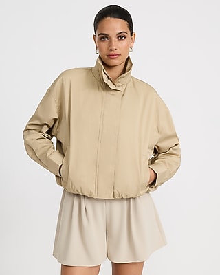 High Neck Bubble Hem Bomber Jacket