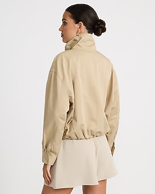 High Neck Bubble Hem Bomber Jacket