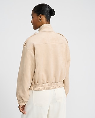 Faux Suede Bomber Jacket