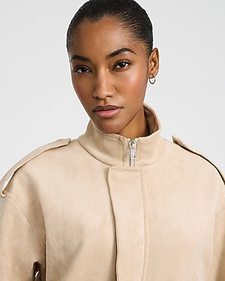 Faux Suede Bomber Jacket