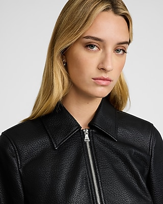 Faux Leather Zip Front Jacket