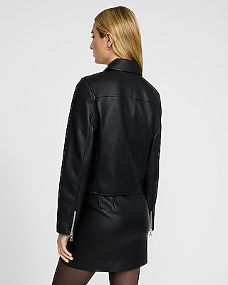 Faux Leather Zip Front Jacket