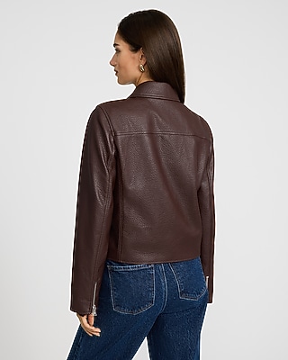 Faux Leather Zip Front Jacket