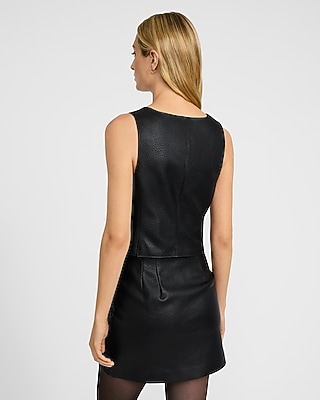 Faux Leather Square Neck Vest