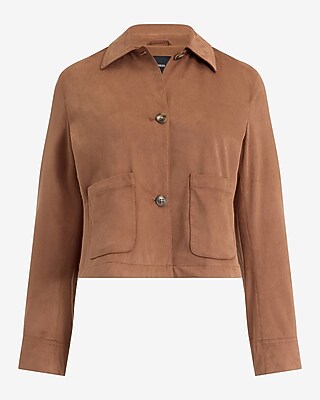 Faux Suede Patch Pocket Jacket