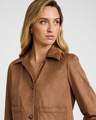 Faux Suede Patch Pocket Jacket